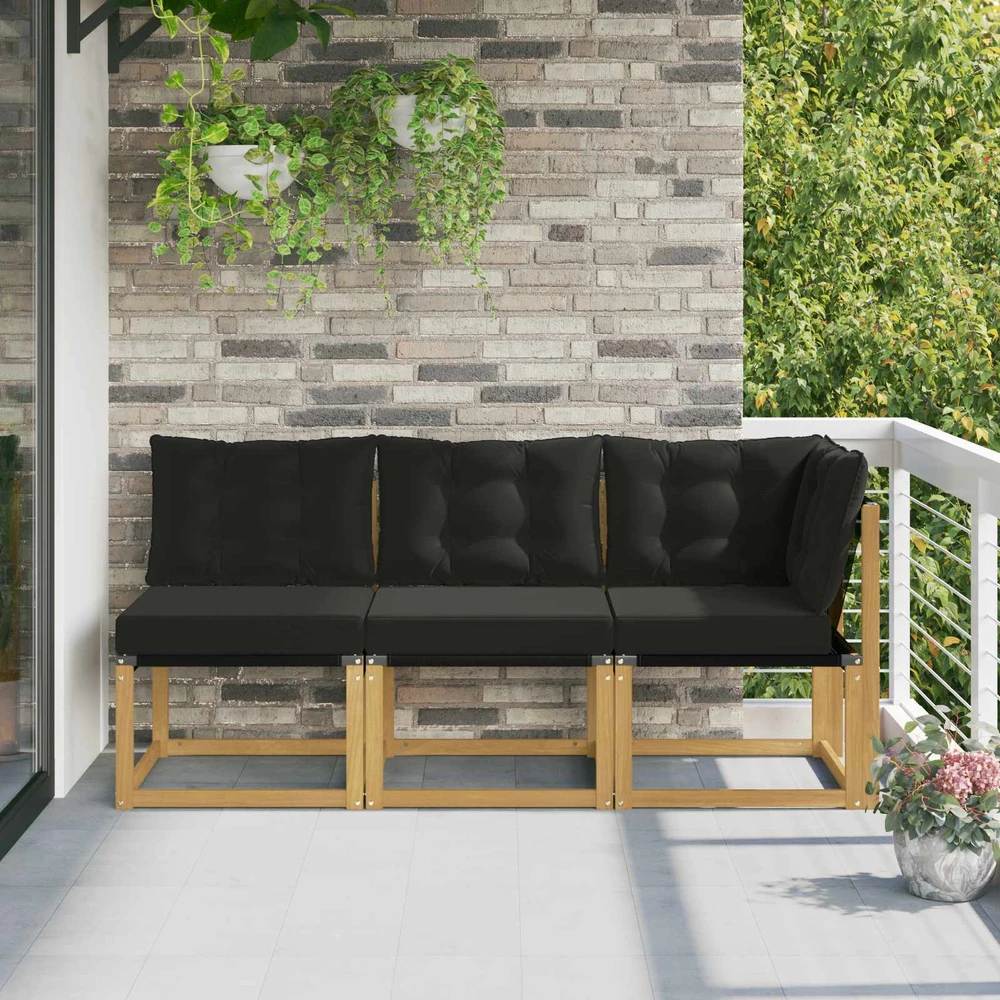 3 vnt. Lauko vidurinė ir kampinė sofa Balta