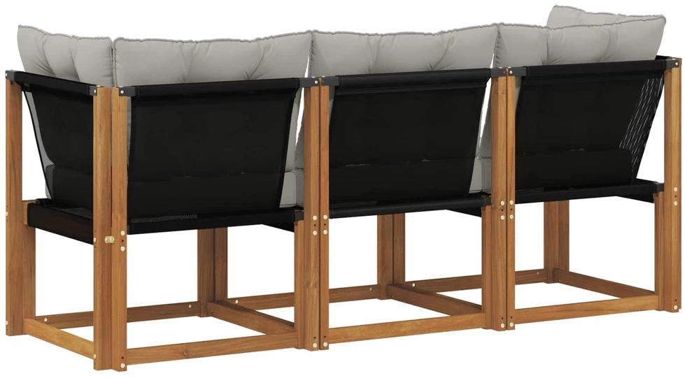 3 vnt. Lauko vidurinė ir kampinė sofa Natūrali