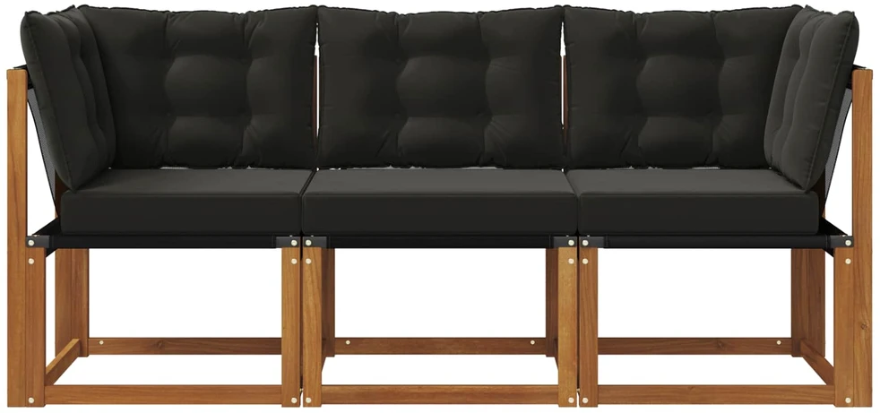 3 vnt. Lauko vidurinė ir kampinė sofa Natūrali