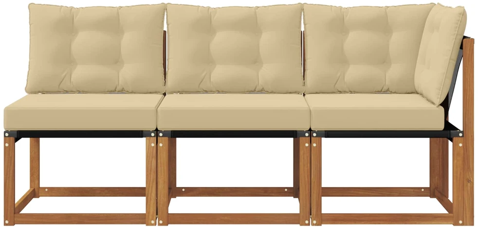 3 vnt. Lauko vidurinė ir kampinė sofa Natūrali