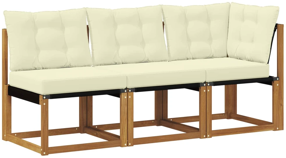 3 vnt. Lauko vidurinė ir kampinė sofa Natūrali