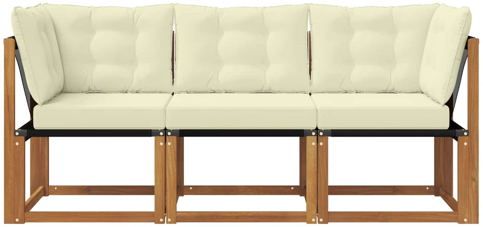 3 vnt. Lauko vidurinė ir kampinė sofa Natūrali