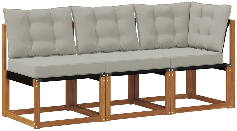 3 vnt. Lauko vidurinė ir kampinė sofa Natūrali