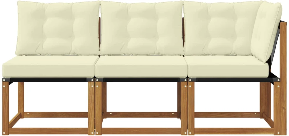 3 vnt. Lauko vidurinė ir kampinė sofa Natūrali