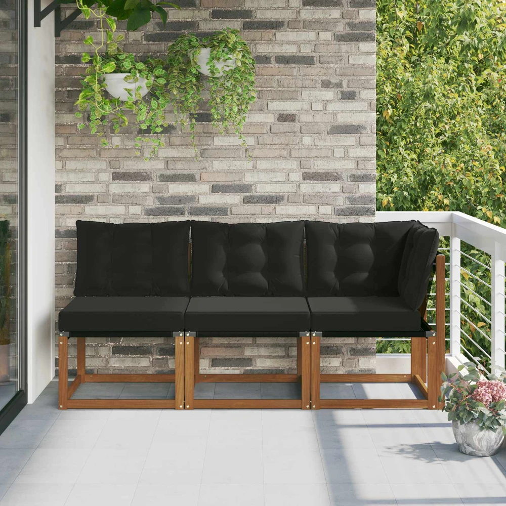 3 vnt. Lauko vidurinė ir kampinė sofa Natūrali