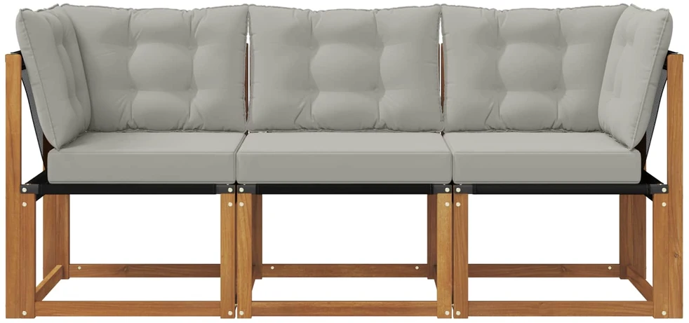 3 vnt. Lauko vidurinė ir kampinė sofa Natūrali
