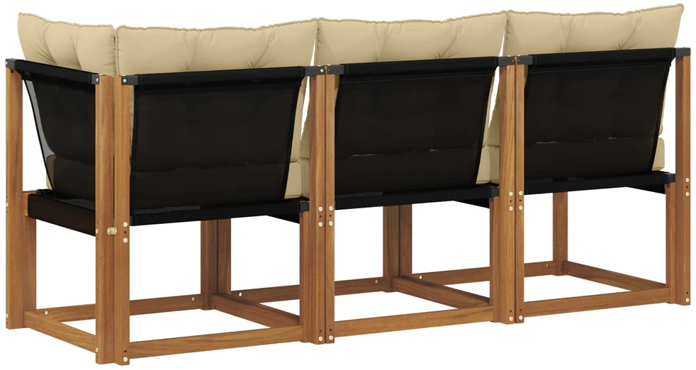 3 vnt. Lauko vidurinė ir kampinė sofa Natūrali
