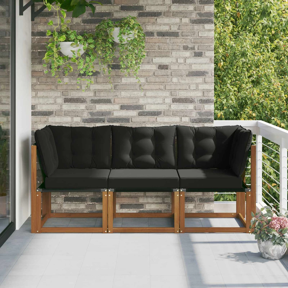 3 vnt. Lauko vidurinė ir kampinė sofa Natūrali