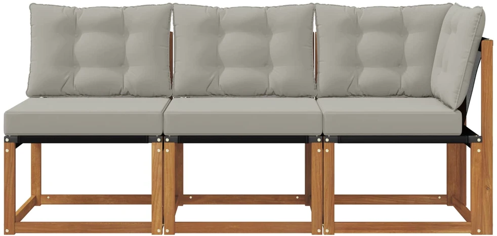 3 vnt. Lauko vidurinė ir kampinė sofa Natūrali