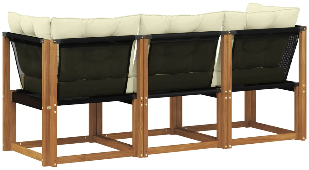 3 vnt. Lauko vidurinė ir kampinė sofa Natūrali