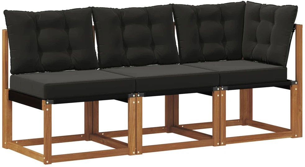 3 vnt. Lauko vidurinė ir kampinė sofa Natūrali