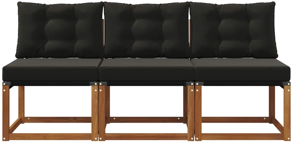3 vnt. Lauko vidurinė sofa Kietas akacijos medis ir tekstilenas