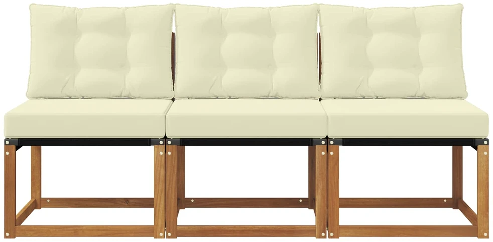 3 vnt. Lauko vidurinė sofa Kietas akacijos medis ir tekstilenas