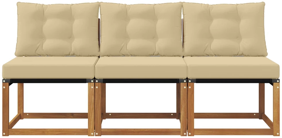 3 vnt. Lauko vidurinė sofa Kietas akacijos medis ir tekstilenas
