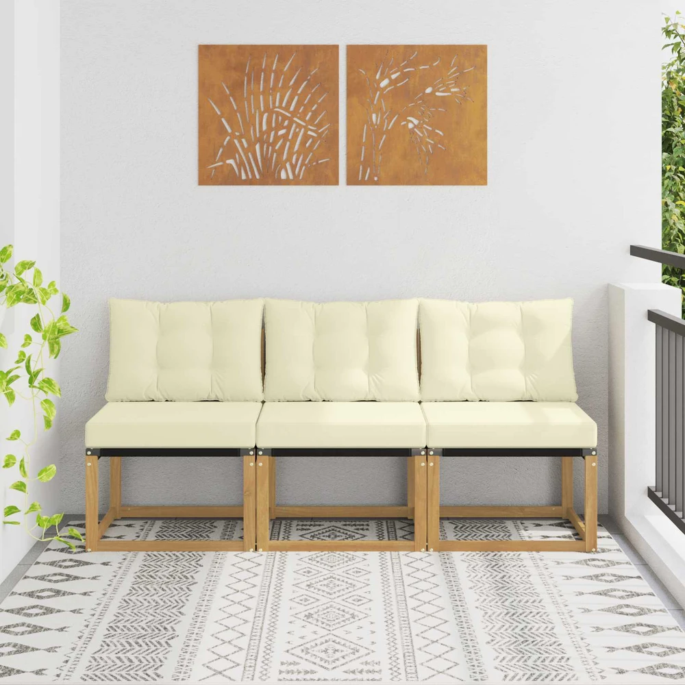 3 vnt. Lauko Vidurinis Sofa Balta