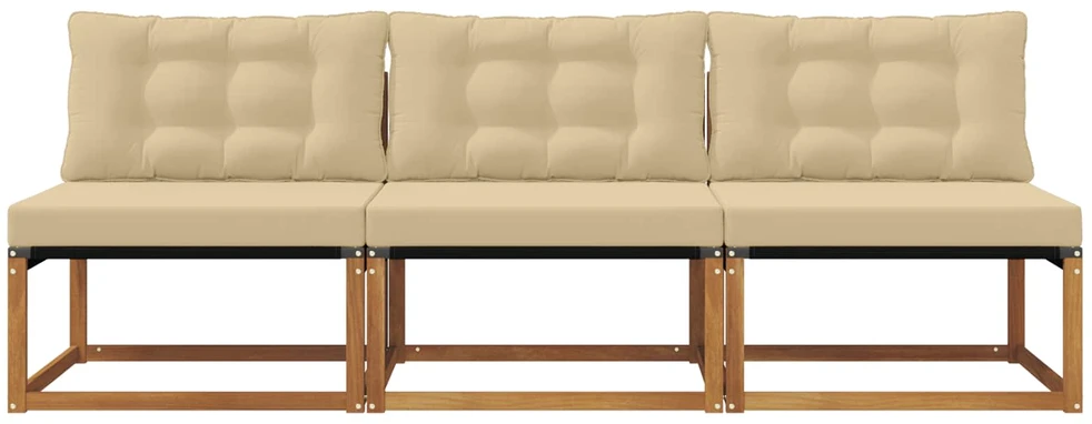 3 vnt. Lauko Vidurinis Sofa Kietos akacijos mediena Natūrali