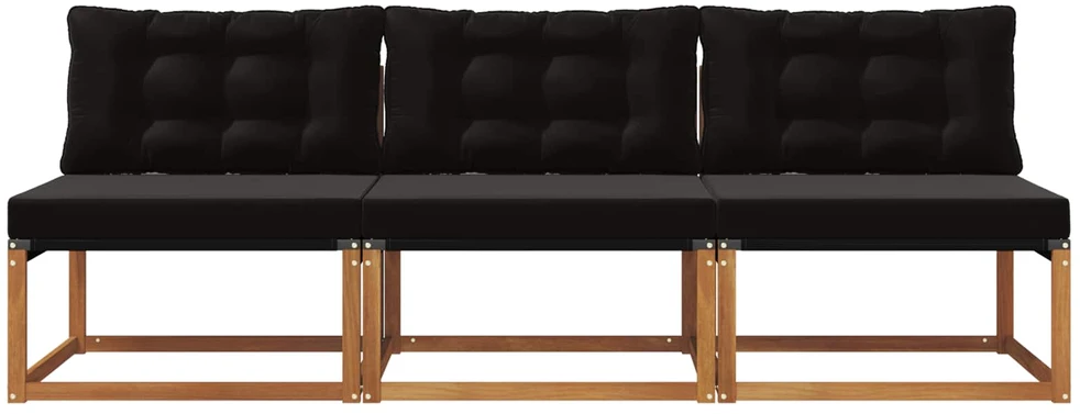 3 vnt. Lauko Vidurinis Sofa Kietos akacijos mediena Natūrali