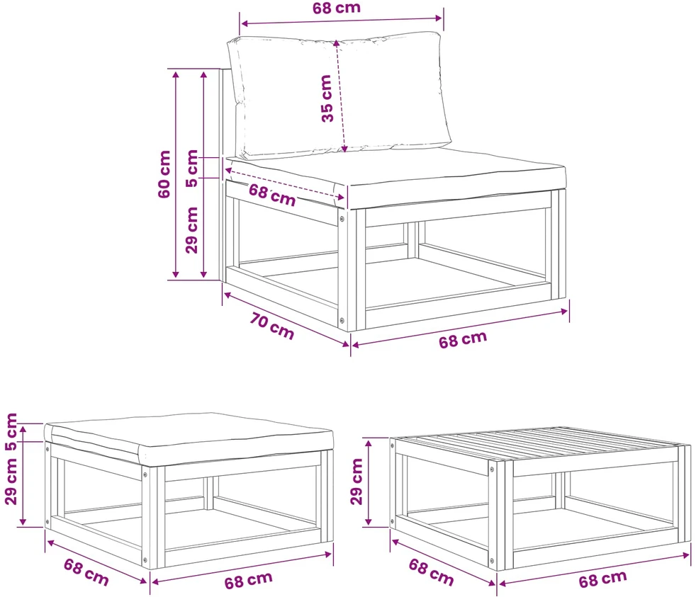 Modulinis sofos komplektas su pagalvėlėmis 3 vnt. 2 vietos