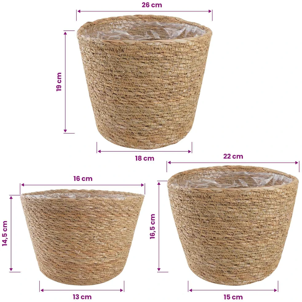 3 vnt. Natūrali Ø26 x 19 cm 100% Jūros žolė