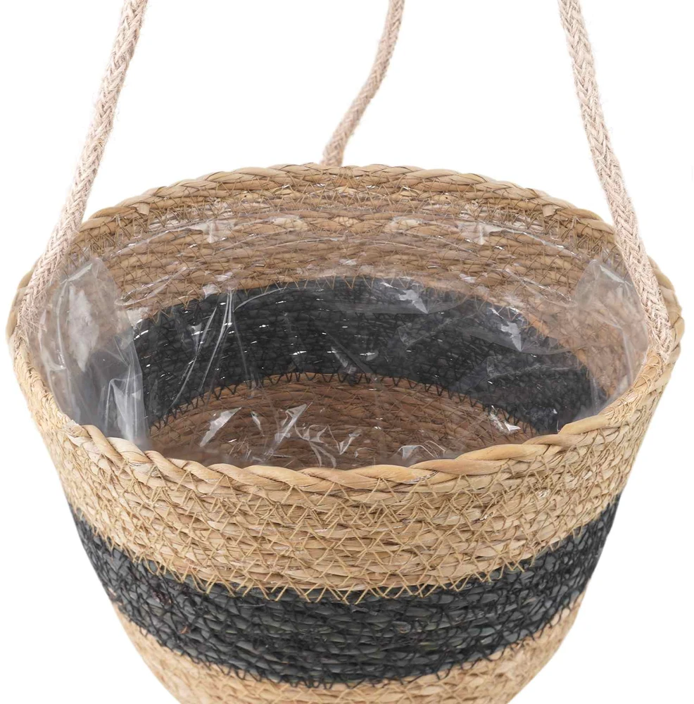 Hanging Plant Pot 3 vnt. Natūrali ir juoda Ø26 x 19 cm