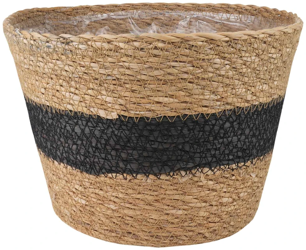 Plant Pot 3 vnt. Natūrali ir juoda Ø26 x 19 cm 100% Jūros žolė