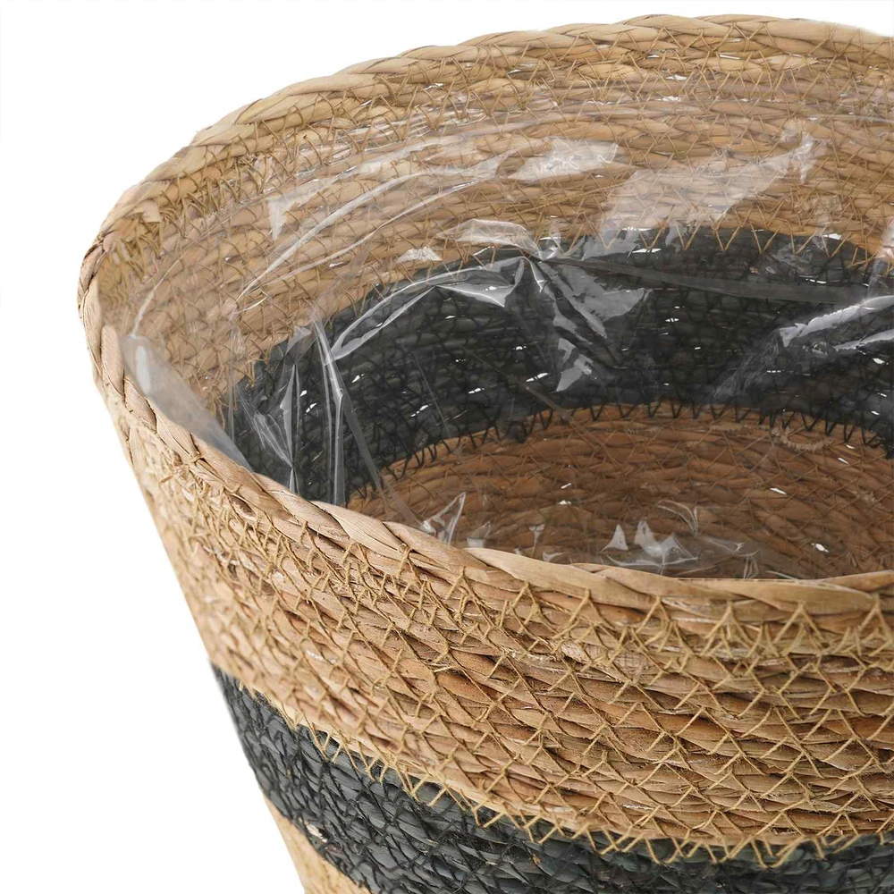 Plant Pot 3 vnt. Natūrali ir juoda Ø26 x 19 cm 100% Jūros žolė