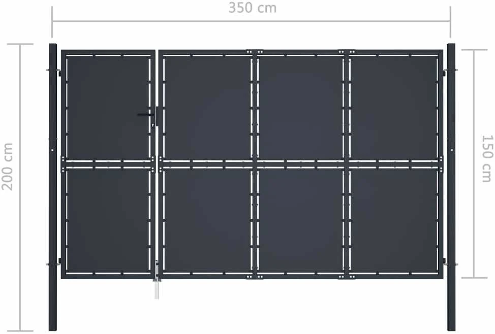 Sodo vartai, antracito spalvos, 350x150cm, plienas