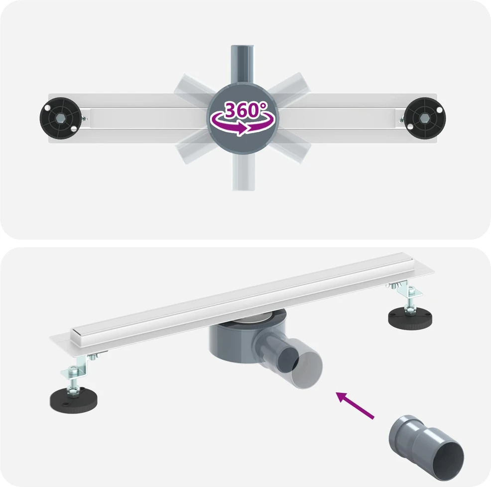 360° Dušo Nutekėjimas su Plonu Modeliu Sidabrinė 50 cm
