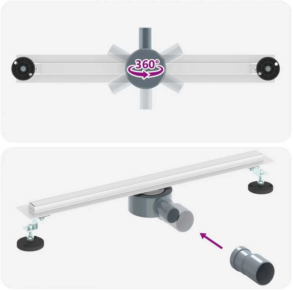 360° Dušo Nutekėjimas su Plonu Modeliu Sidabrinė 60 cm