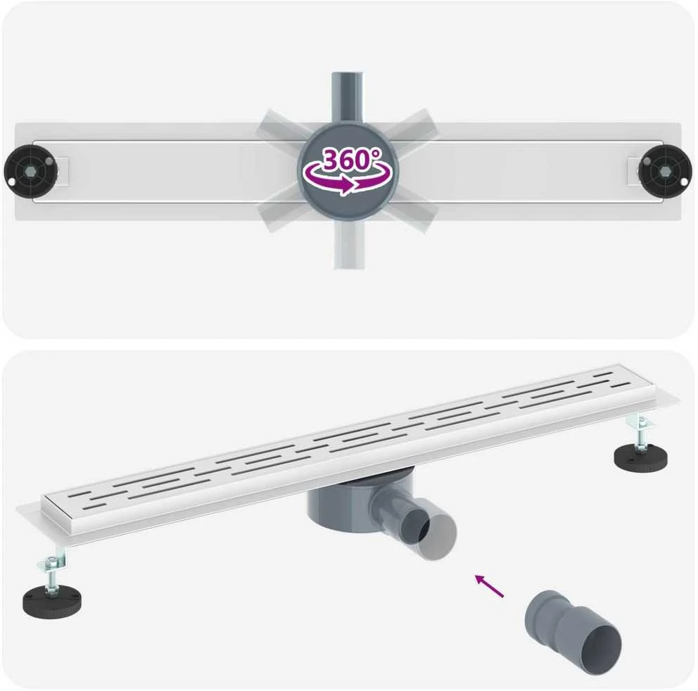 Dušo nuotekų linijinės dizaino su 360° sifonu Sidabrinė 70 cm