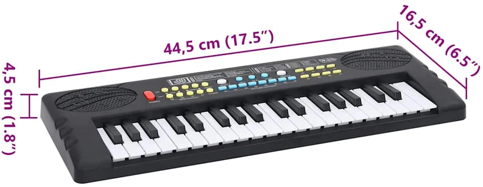 37 klavišų elektrinis pianinas su mikrofonu vaikams