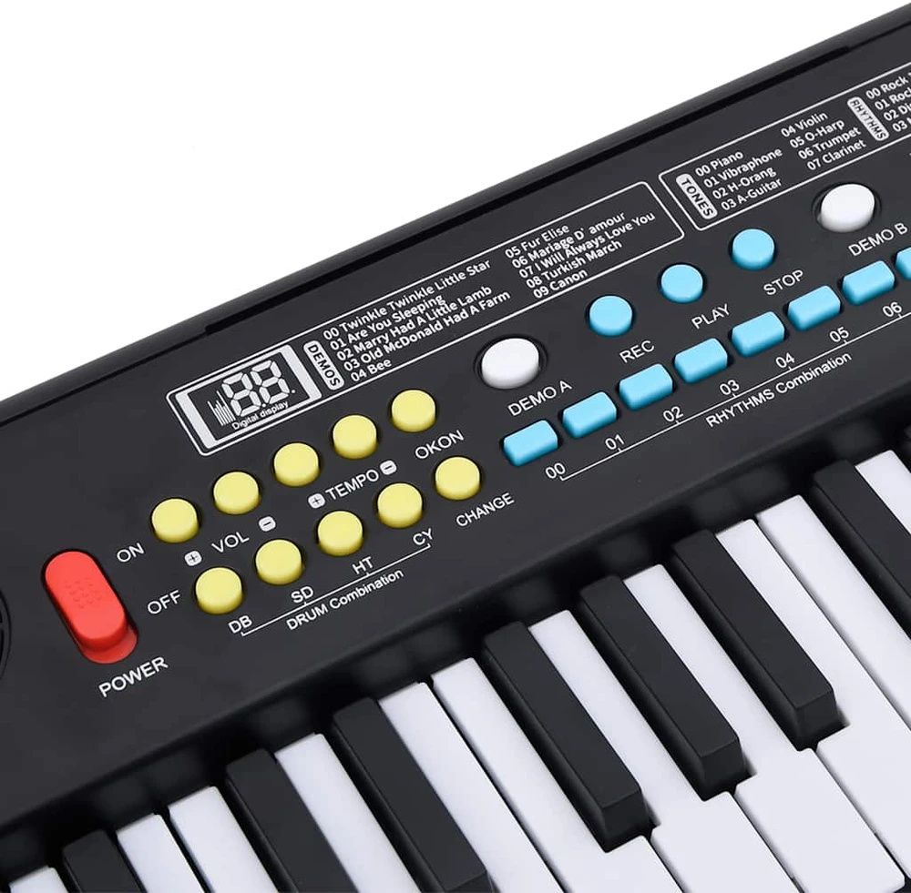 37 klavišų elektrinis pianinas su mikrofonu vaikams