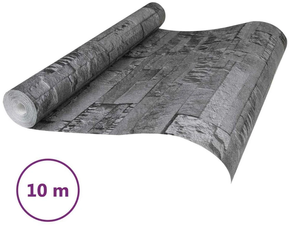 3D akmens tapetai Juoda 10 x 0,53 m Nekvėpuojantis audinys