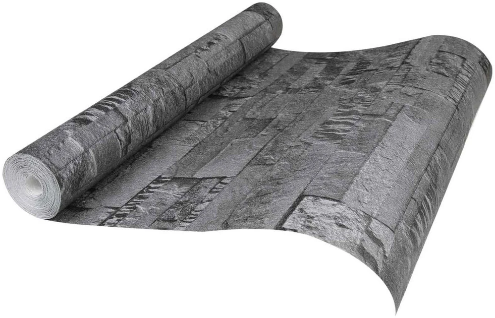 3D akmens tapetai Juoda 10 x 0,53 m Nekvėpuojantis audinys