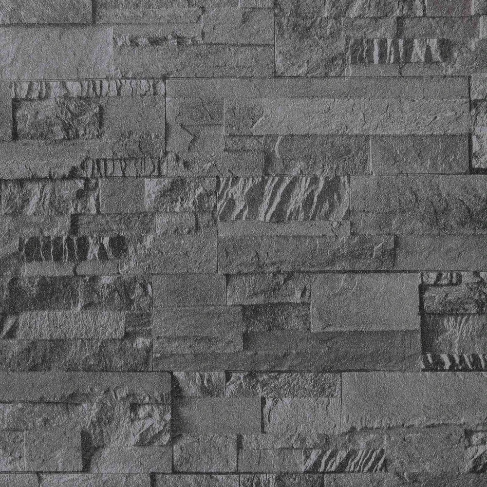 3D akmens tapetai Juoda 10 x 0,53 m Nekvėpuojantis audinys
