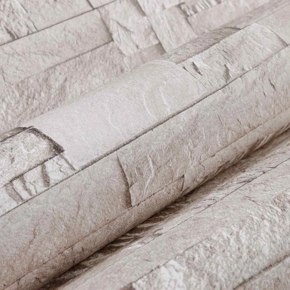 3D akmens tapetai Kreminė 10 x 0,53 m Nekvėpuojantis audinys