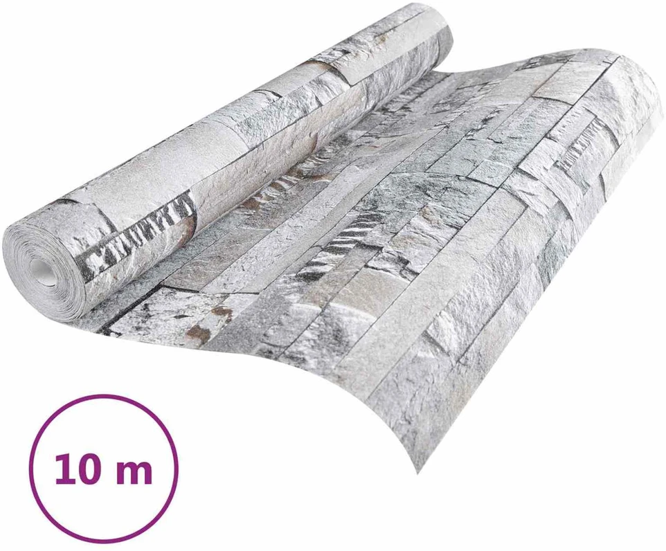 3D akmens tapetai Pilka 10 x 0,53 m Nekvėpuojantis audinys