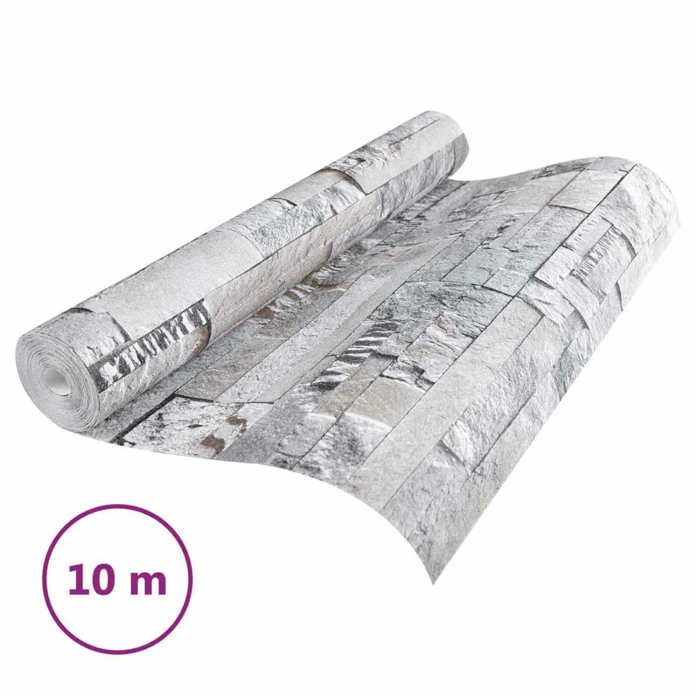 3D akmens tapetai Pilka 10 x 0,53 m Nekvėpuojantis audinys