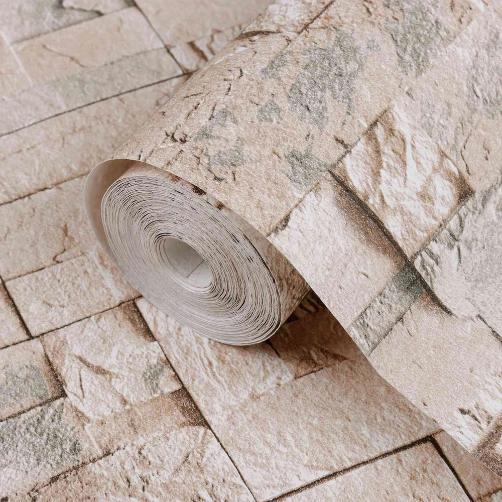 3D akmens tapetai Smėlio 10 x 0,53 m Nekvėpuojantis audinys