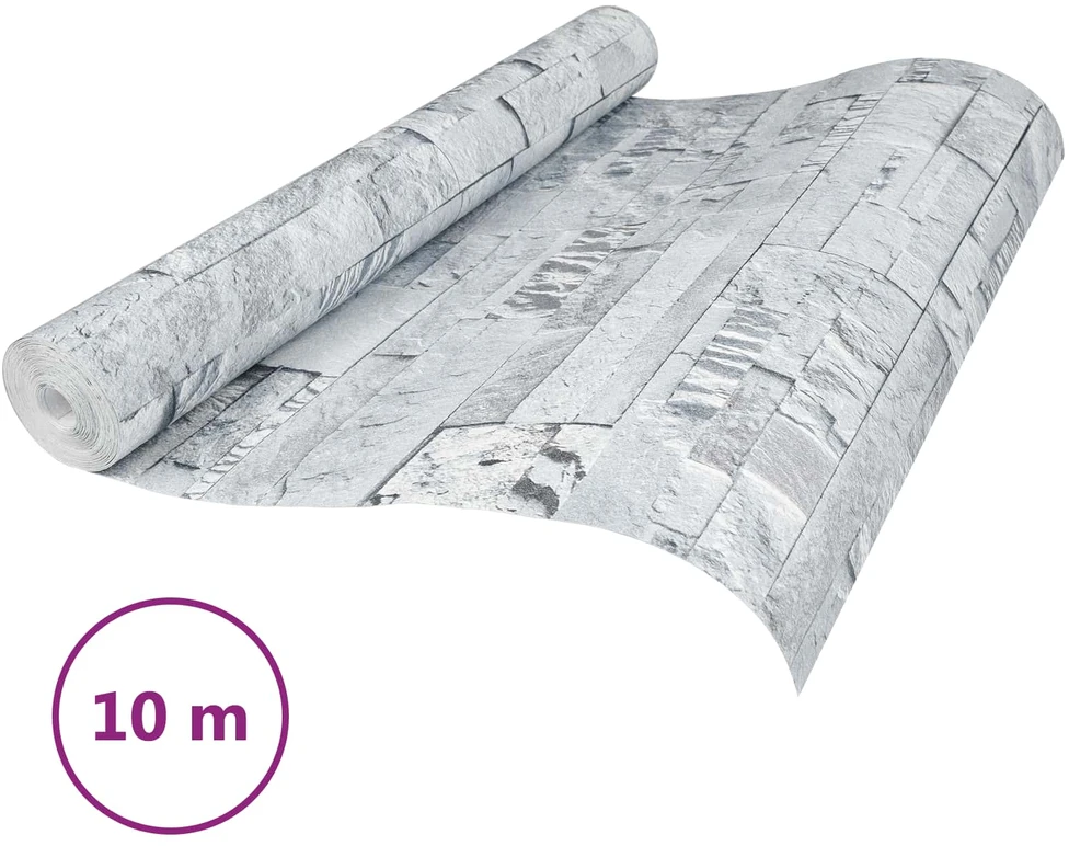 3D akmens tapetai Šviesiai pilka 10 x 0,53 m