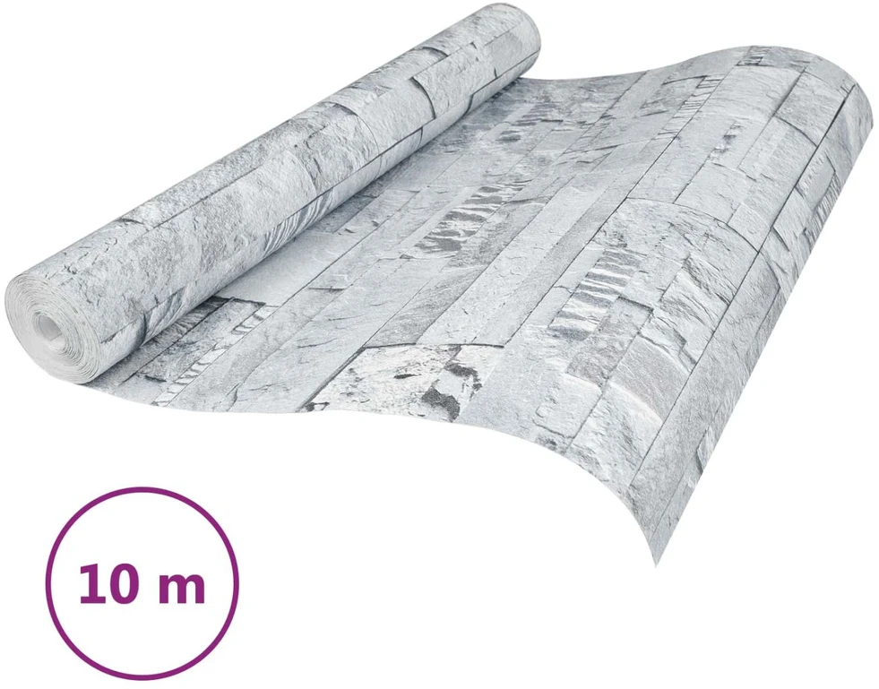 3D akmens tapetai Šviesiai pilka 10 x 0,53 m