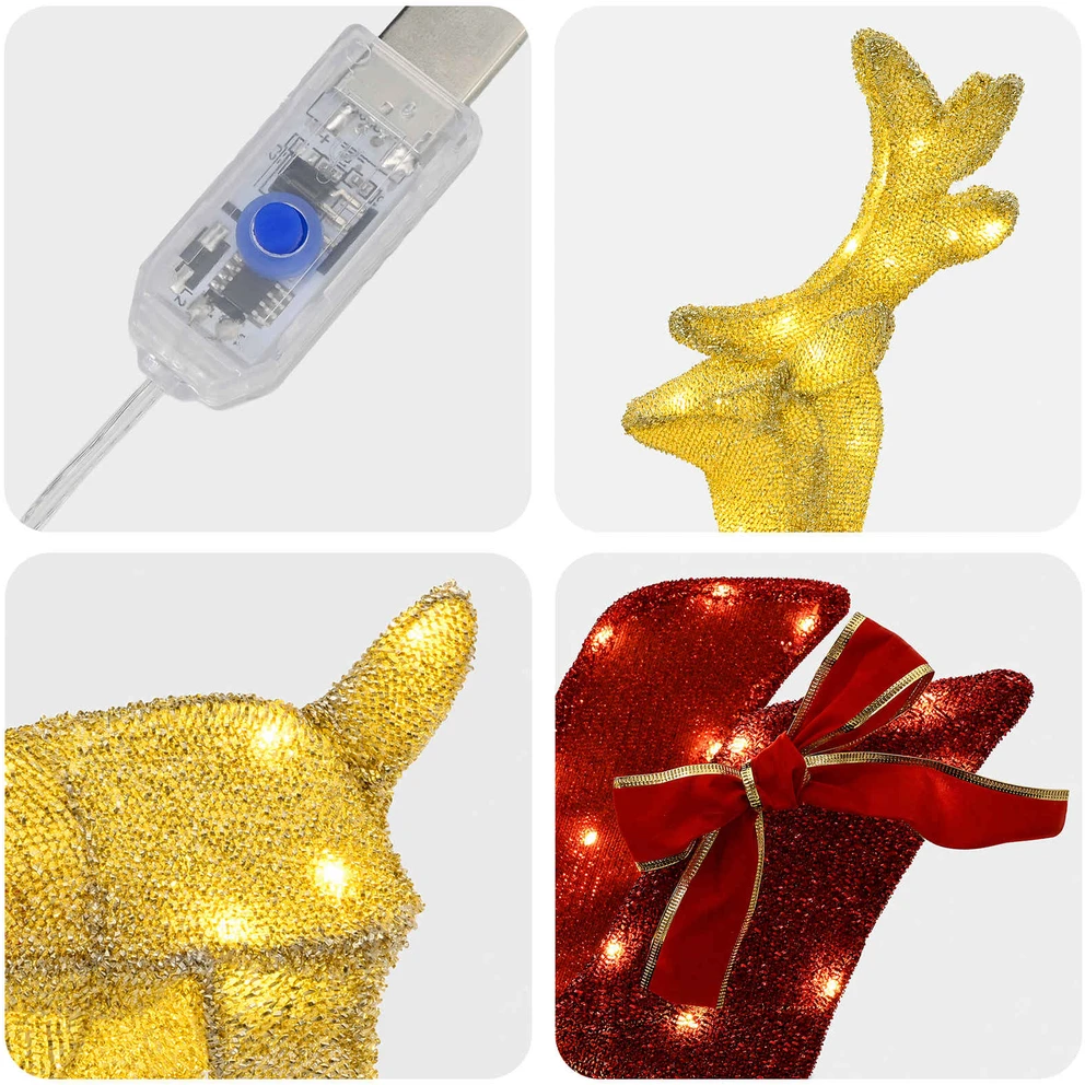 3D kalėdinis elnias su rogėmis LOVIISA 3 vnt. 160 LED