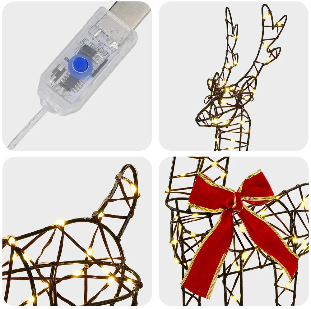 3D Kalėdų elnias LOVIISA 2 vnt. 180 LED Šilta balta