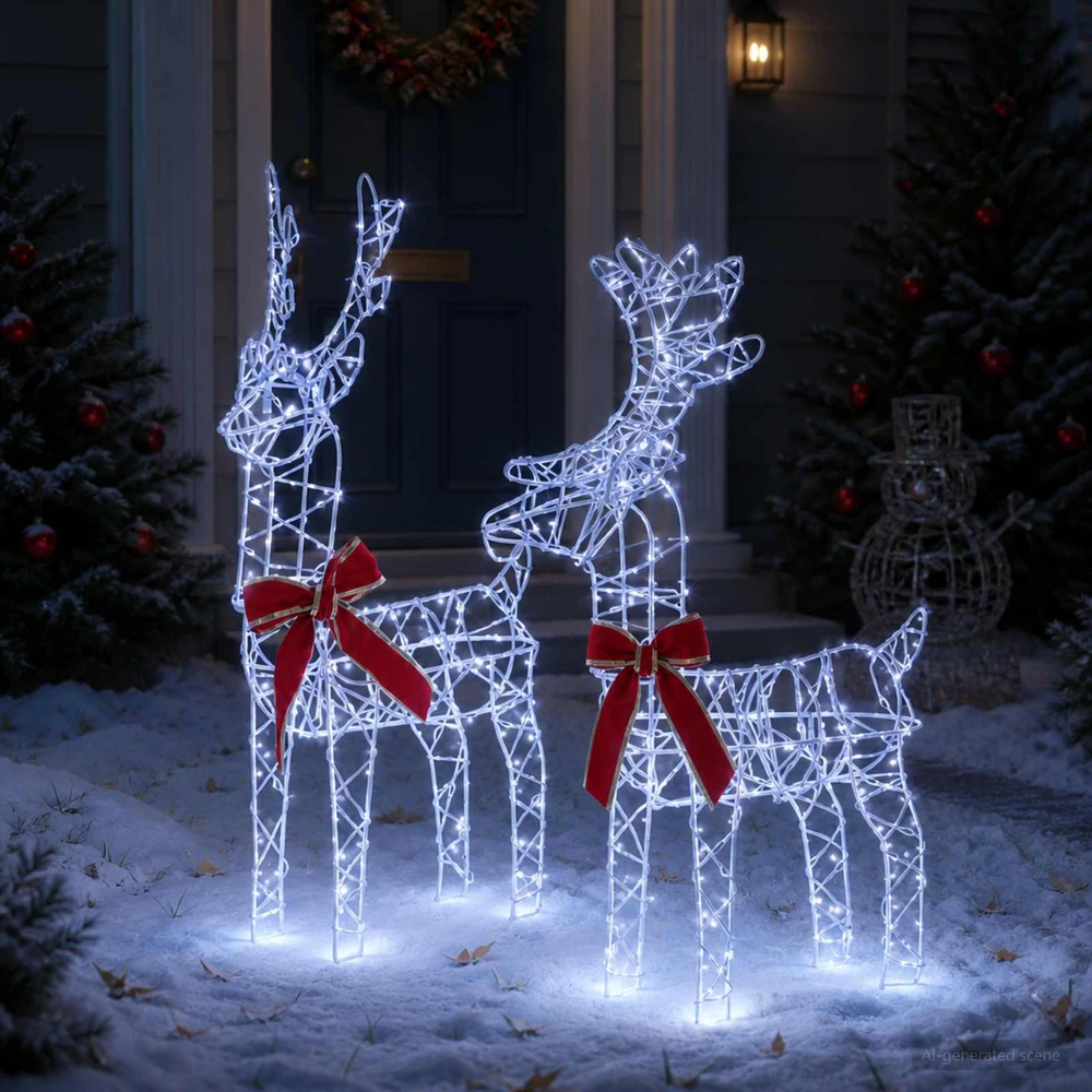 3D Kalėdų elnias LOVIISA 2 vnt. 180 LED Šalta balta