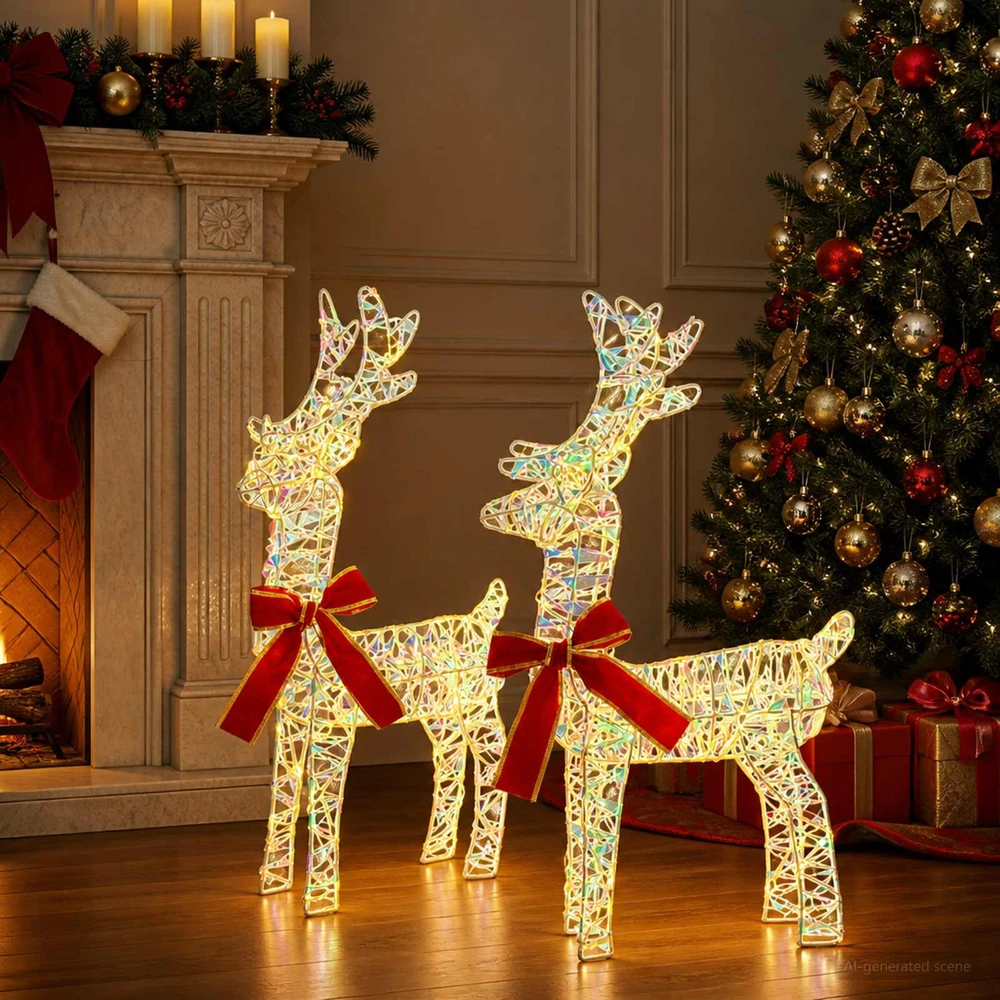 3D Kalėdų elnias LOVIISA 2 vnt. 80 LED Šilta balta