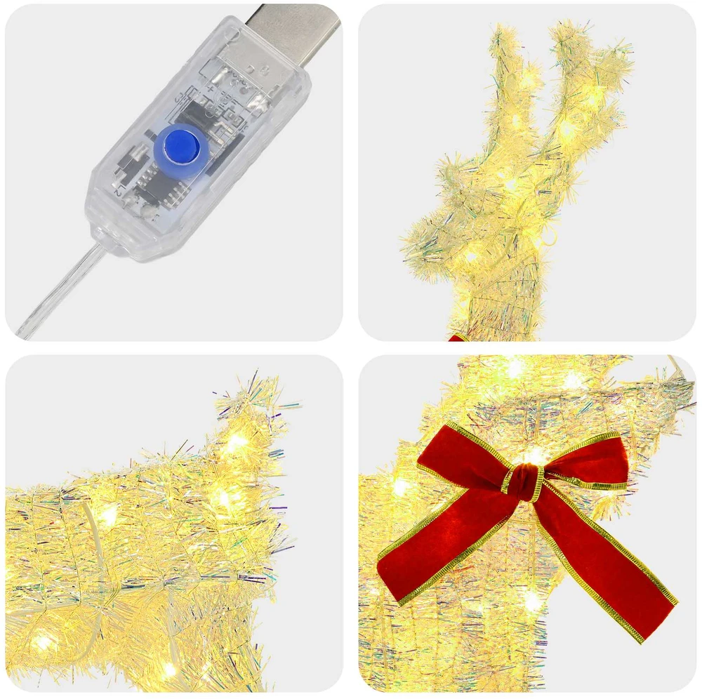 3D Kalėdų elnias LOVIISA 2 vnt. 80 LED Šilta balta