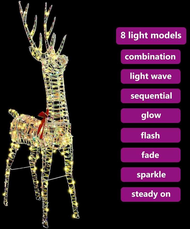3D reindžeras su 140 LED Šilta balta 128 cm PET