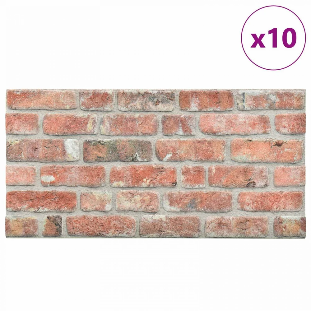 Sienų plokštės 10 vnt. 100 x 50 cm Raudona EPS putos