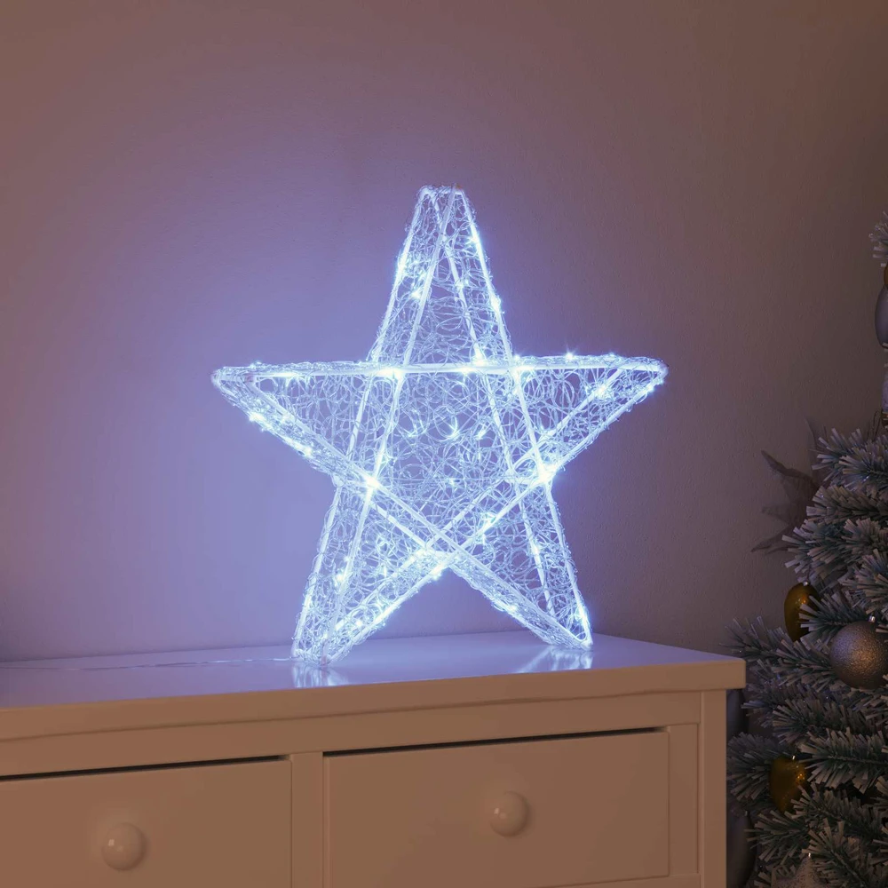 3D žvaigždė 50 LED Šalta balta 55 x 53.5 x 10 cm Akrilas