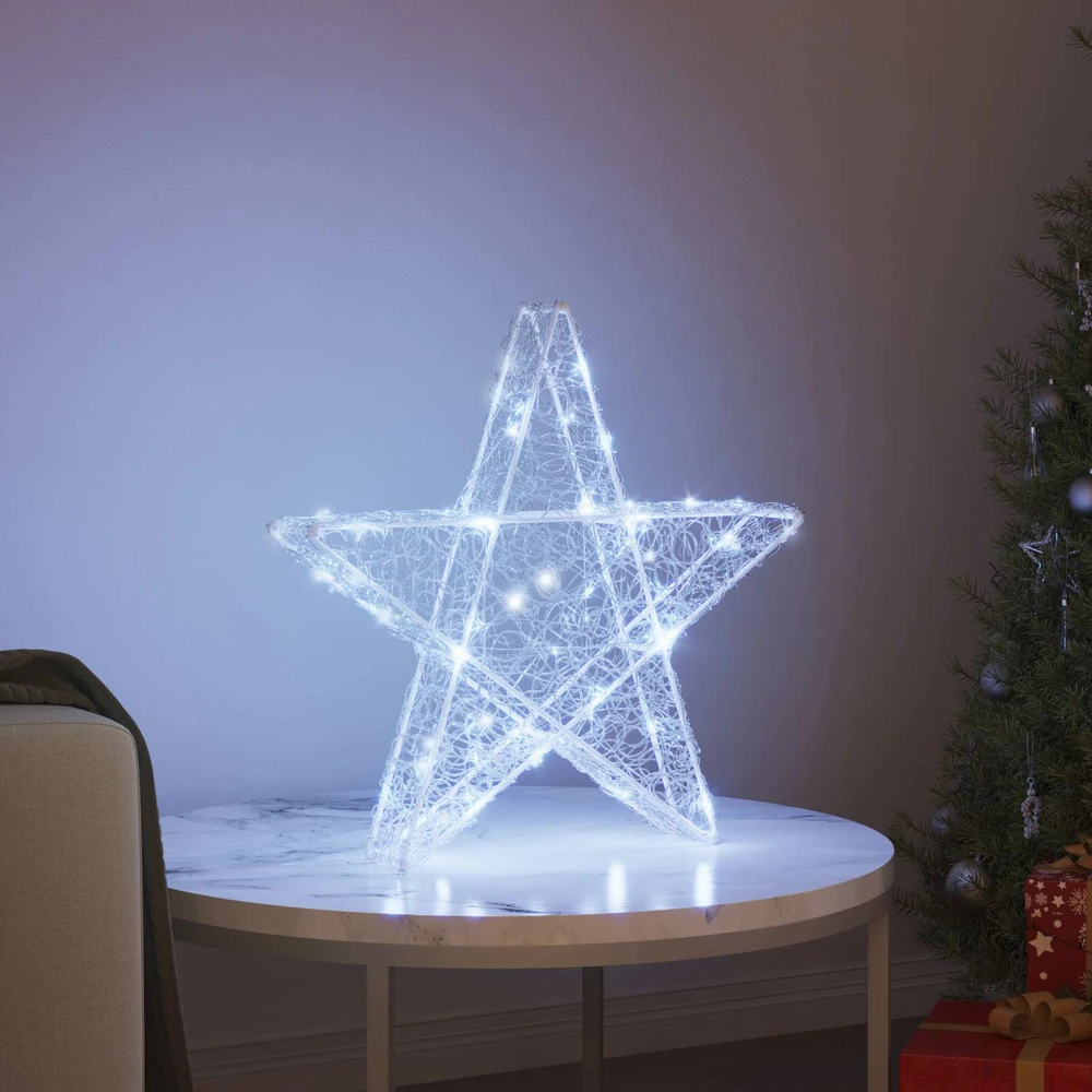 3D žvaigždė 50 LED Šalta balta 55 x 53.5 x 10 cm Akrilas